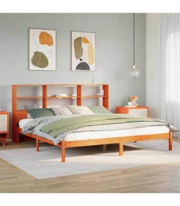 vidaXL Bookcase Bed without Mattress Wax Brown 200x200 cm