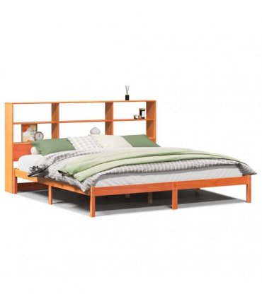 vidaXL Bookcase Bed without Mattress Wax Brown 200x200 cm