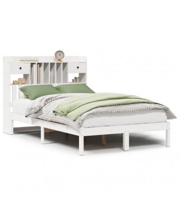 vidaXL Bookcase Bed without Mattress White 135x190 cm Solid Wood Pine