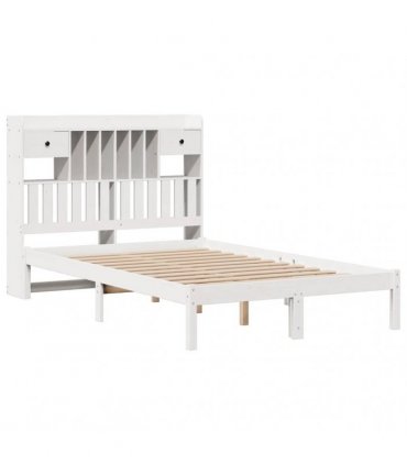 vidaXL Bookcase Bed without Mattress White 135x190 cm Solid Wood Pine