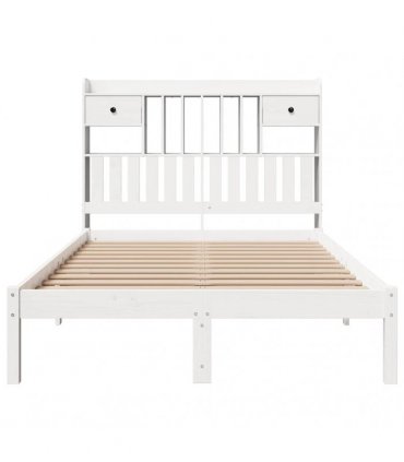 vidaXL Bookcase Bed without Mattress White 135x190 cm Solid Wood Pine