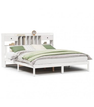 vidaXL Bookcase Bed without Mattress White 180x200 cm Solid Wood Pine