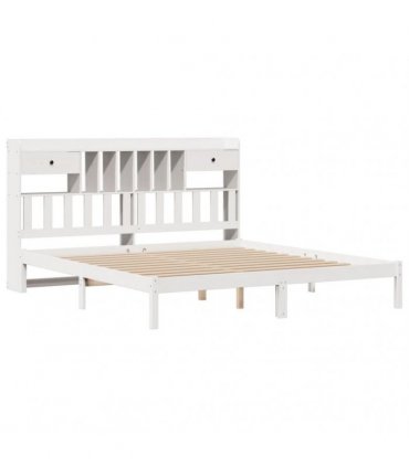 vidaXL Bookcase Bed without Mattress White 180x200 cm Solid Wood Pine