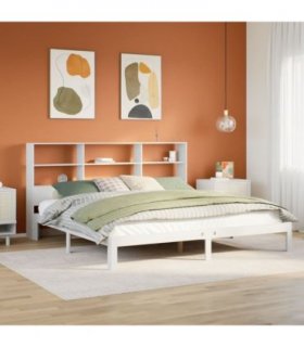 vidaXL Bookcase Bed without Mattress White 180x200cm Solid Wood Pine