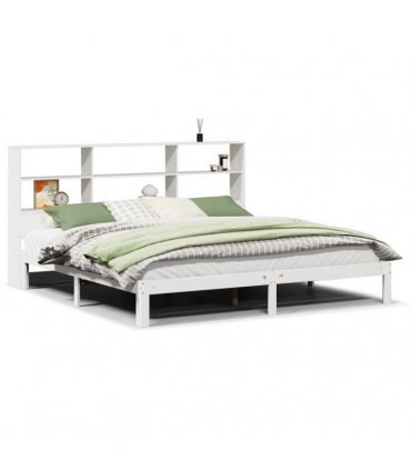 vidaXL Bookcase Bed without Mattress White 180x200cm Solid Wood Pine