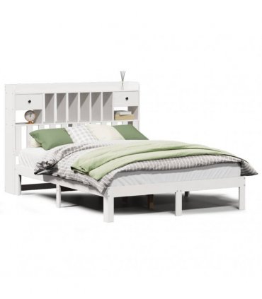 vidaXL Bookcase Bed without Mattress White 135x190cm Solid Wood Pine