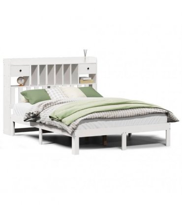 vidaXL Bookcase Bed without Mattress White 150x200cm Solid Wood Pine