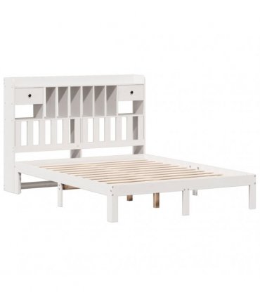 vidaXL Bookcase Bed without Mattress White 150x200cm Solid Wood Pine