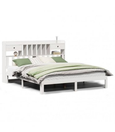 vidaXL Bookcase Bed without Mattress White 180x200cm Solid Wood Pine