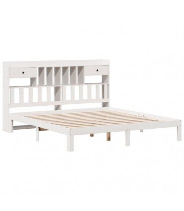 vidaXL Bookcase Bed without Mattress White 180x200cm Solid Wood Pine