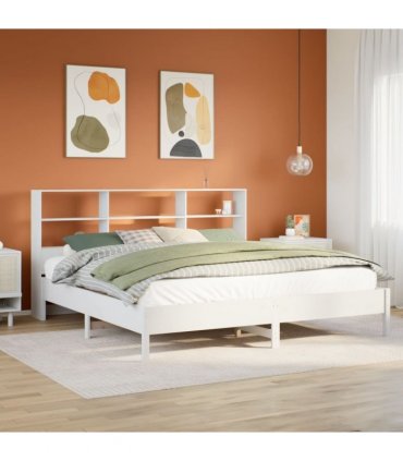 vidaXL Bookcase Bed without Mattress White 180x200cm Solid Wood Pine