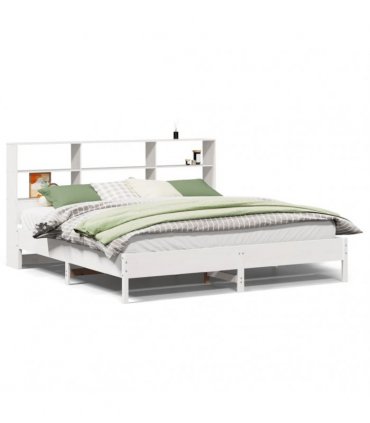 vidaXL Bookcase Bed without Mattress White 180x200cm Solid Wood Pine