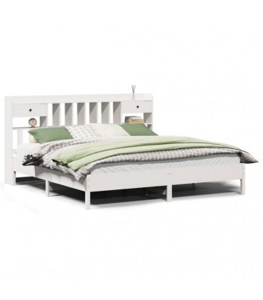 vidaXL Bookcase Bed without Mattress White 180x200cm Solid Wood Pine