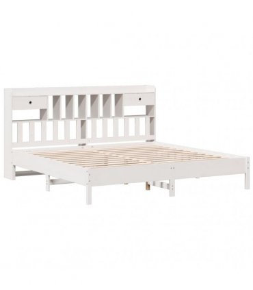 vidaXL Bookcase Bed without Mattress White 180x200cm Solid Wood Pine