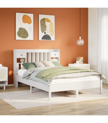 vidaXL Bookcase Bed without Mattress White 150x200cm Solid Wood Pine