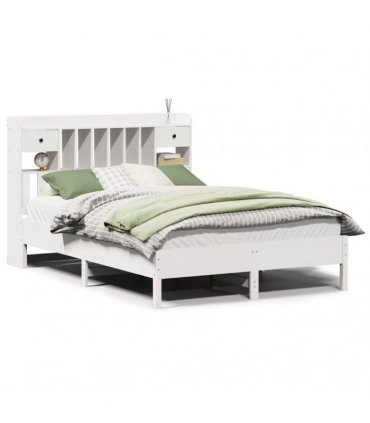 vidaXL Bookcase Bed without Mattress White 150x200cm Solid Wood Pine