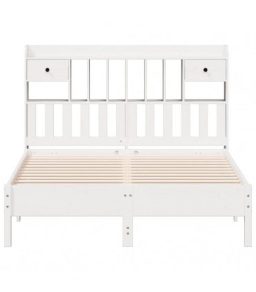 vidaXL Bookcase Bed without Mattress White 150x200cm Solid Wood Pine