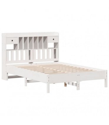 vidaXL Bookcase Bed without Mattress White 140x200 cm Solid Wood Pine