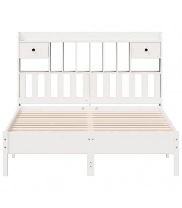 vidaXL Bookcase Bed without Mattress White 135x190cm Solid Wood Pine