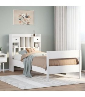 vidaXL Bookcase Bed without Mattress White 90x200 cm Solid Wood Pine