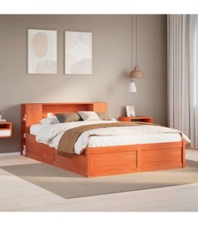 vidaXL Bed Frame without Mattress Wax Brown 135x190 cm Solid Wood Pine
