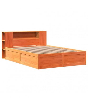 vidaXL Bed Frame without Mattress Wax Brown 135x190 cm Solid Wood Pine