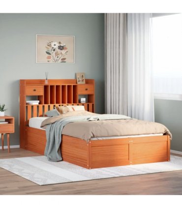 vidaXL Bed Frame without Mattress Wax Brown 135x190 cm Solid Wood Pine