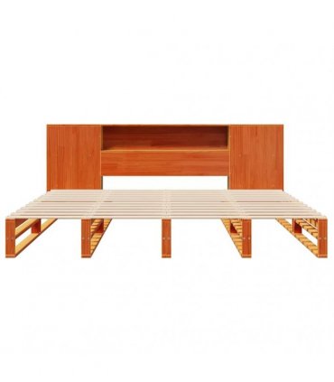 vidaXL Bookcase Bed without Mattress Wax Brown 200x200 cm Solid Wood