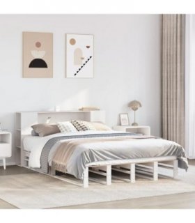 vidaXL Bookcase Bed without Mattress White 135x190 cm Solid Wood
