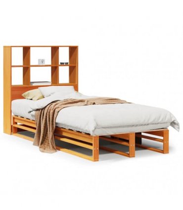 vidaXL Bookcase Bed without Mattress Wax Brown 100x200 cm Solid Wood