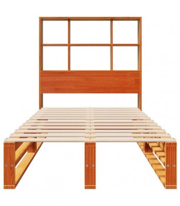 vidaXL Bookcase Bed without Mattress Wax Brown 100x200 cm Solid Wood