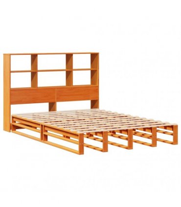 vidaXL Bookcase Bed without Mattress Wax Brown 160x200 cm Solid Wood