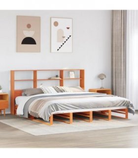 vidaXL Bookcase Bed without Mattress Wax Brown 180x200 cm Solid Wood