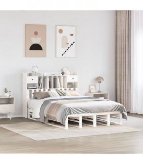 vidaXL Bookcase Bed without Mattress White 150x200 cm Solid Wood Pine