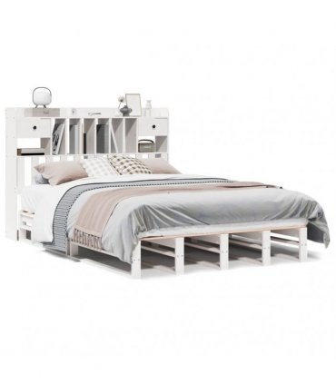 vidaXL Bookcase Bed without Mattress White 160x200 cm Solid Wood Pine