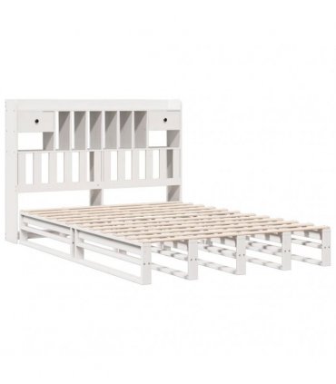 vidaXL Bookcase Bed without Mattress White 160x200 cm Solid Wood Pine