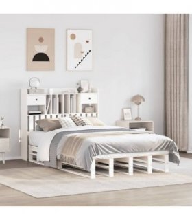 vidaXL Bookcase Bed without Mattress White 135x190 cm Solid Wood Pine