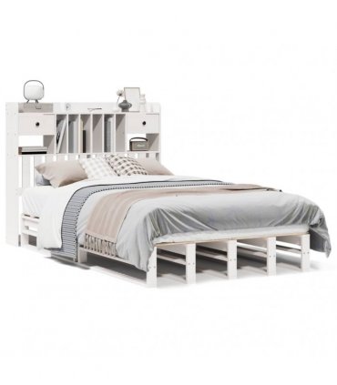vidaXL Bookcase Bed without Mattress White 135x190 cm Solid Wood Pine