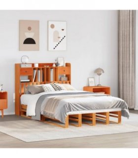 vidaXL Bookcase Bed without Mattress Wax Brown 135x190 cm