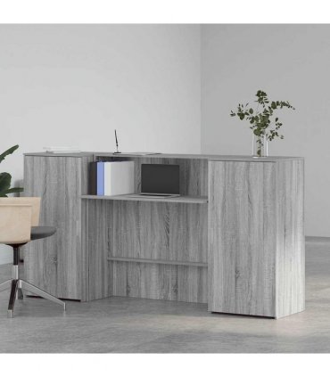 vidaXL Reception Desk Grey Sonoma 200x50x103,5 cm Engineered Wood