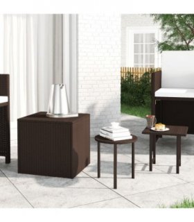 vidaXL Garden Side Tables 3 pcs Brown Poly Rattan