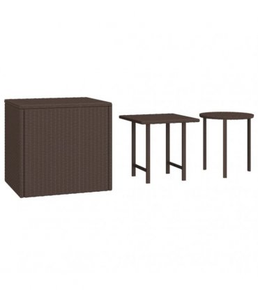 vidaXL Garden Side Tables 3 pcs Brown Poly Rattan