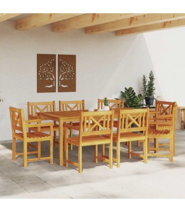 vidaXL Garden Chairs 8 pcs Natural Solid Acacia Wood