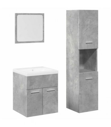 vidaXL 4 Piece Bathroom Furniture Set Concrete Grey Engineered Wood