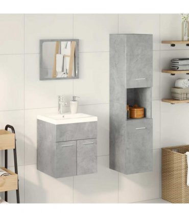 vidaXL 4 Piece Bathroom Furniture Set Concrete Grey Engineered Wood