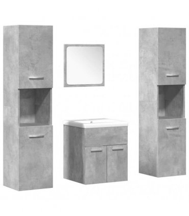 vidaXL 5 Piece Bathroom Furniture Set Concrete Grey Engineered Wood