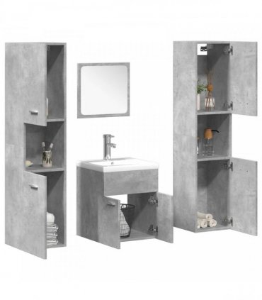 vidaXL 5 Piece Bathroom Furniture Set Concrete Grey Engineered Wood