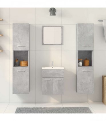 vidaXL 5 Piece Bathroom Furniture Set Concrete Grey Engineered Wood