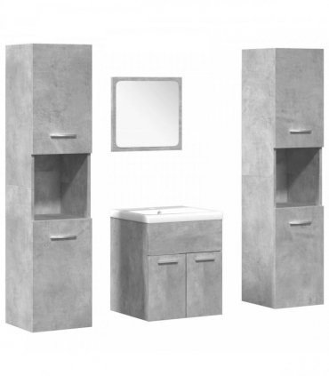 vidaXL 5 Piece Bathroom Furniture Set Concrete Grey Engineered Wood