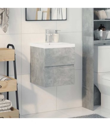 vidaXL 2 Piece Bathroom Furniture Set Concrete Grey Engineered Wood